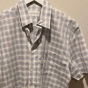 Coastaoro‎ Short Sleeve Button Up Shirt Plaid Blue Medium easter summer vacation